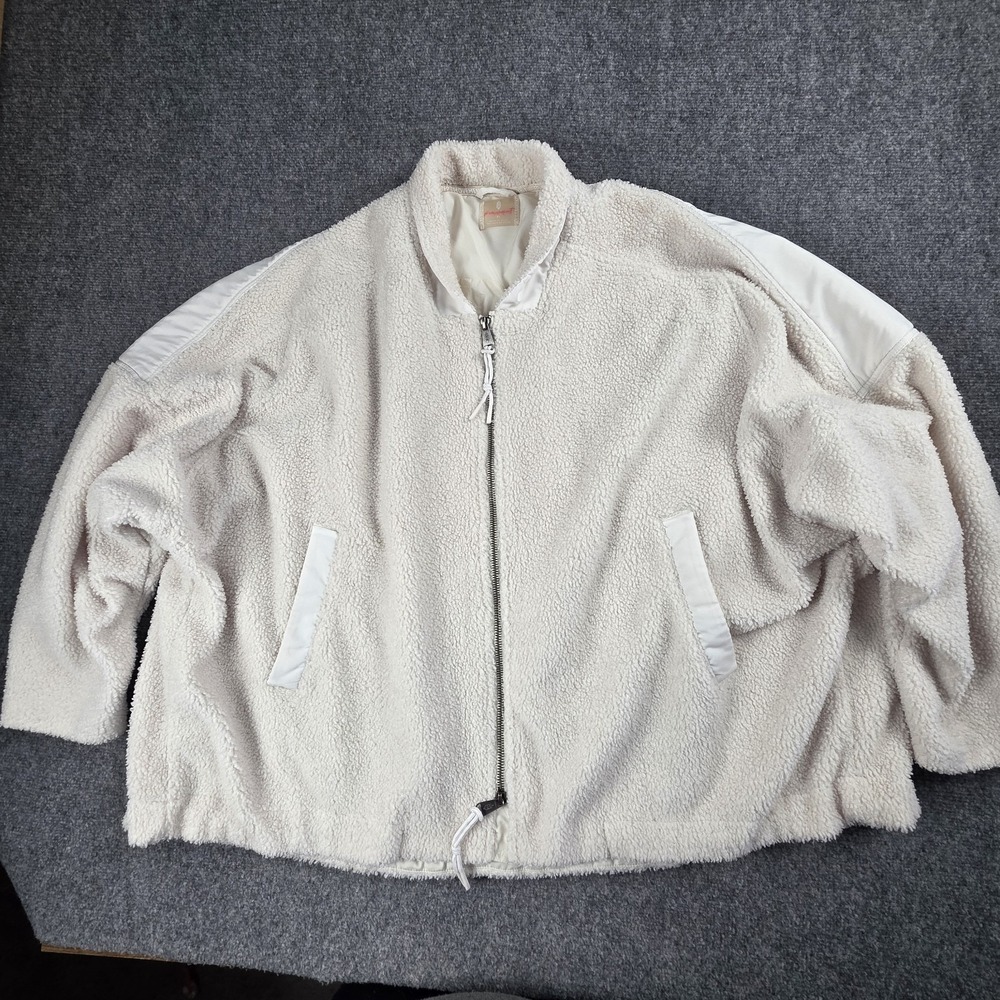 Free People Movement XL Jacket Ivory Oversized Sherpa Fleece Full Zip Cozy‎ Coat - Picture 3 of 12